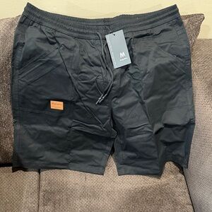 Black Drawstring Cargo Shorts